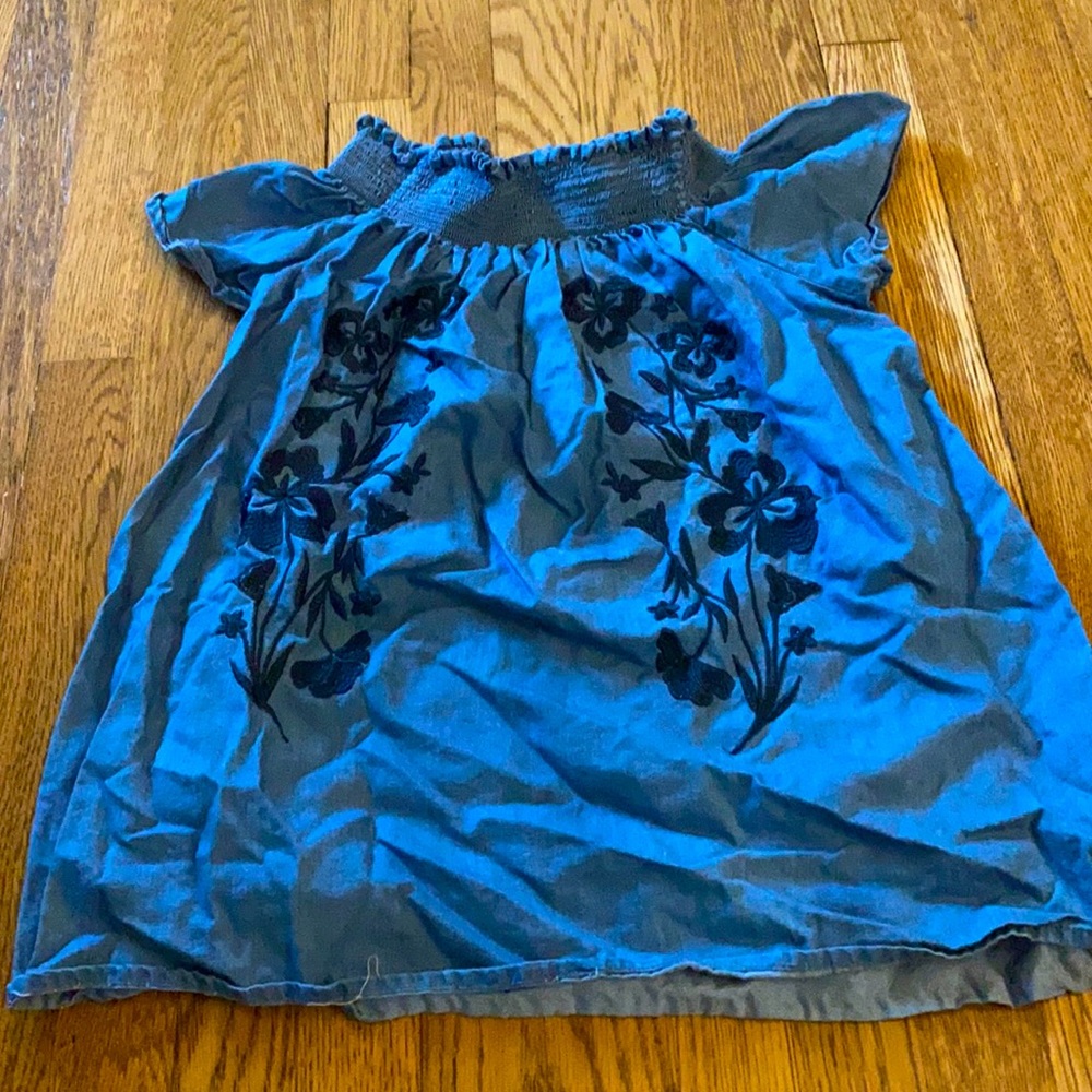 Blue Scrunched Off the ShoulderTop